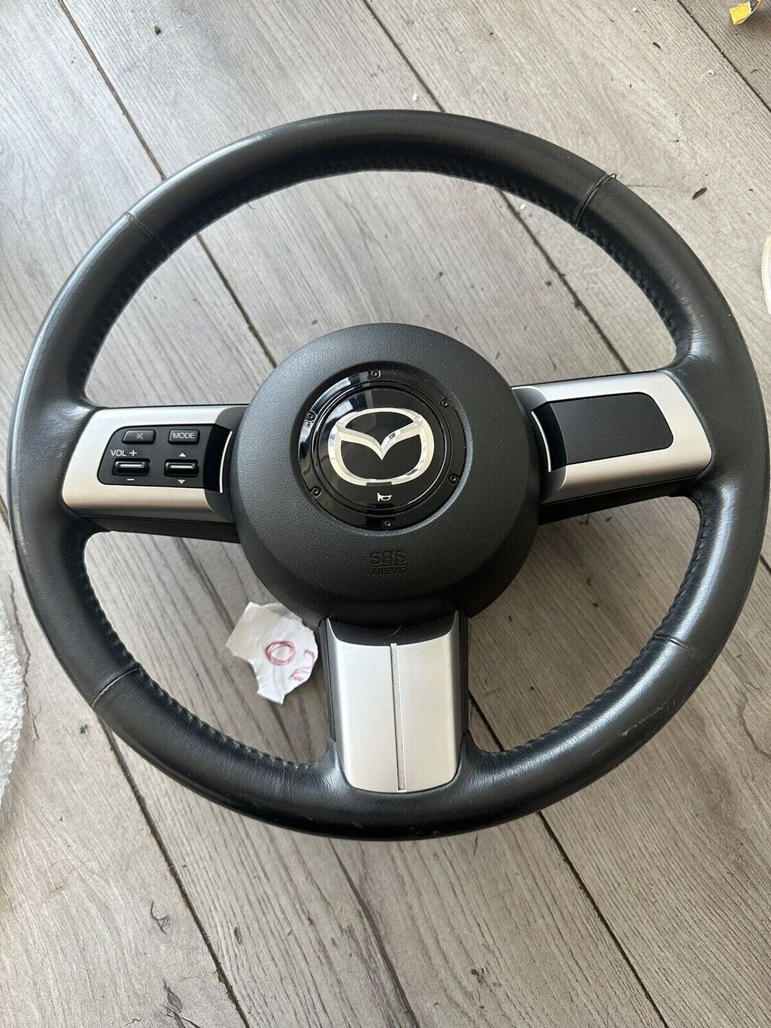 Mazda MX5 Mk3 (NC) 05-15 - THREE 3 SPOKE LEATHER STEERING WHEEL w/RADIO CONTROLS
