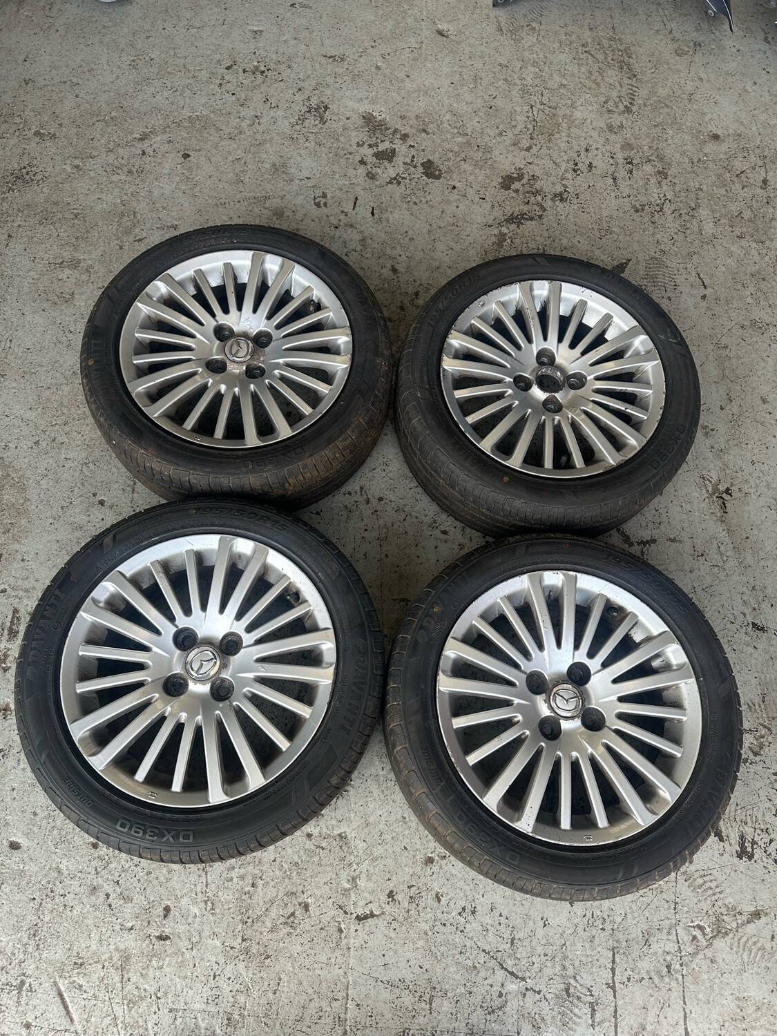 MAZDA MX5 / EUNOS  EUPHONIC 4X100 15 X 6  5 SPOKE ALLOY WHEELS + CENTER CAPS  OEM MK2 1