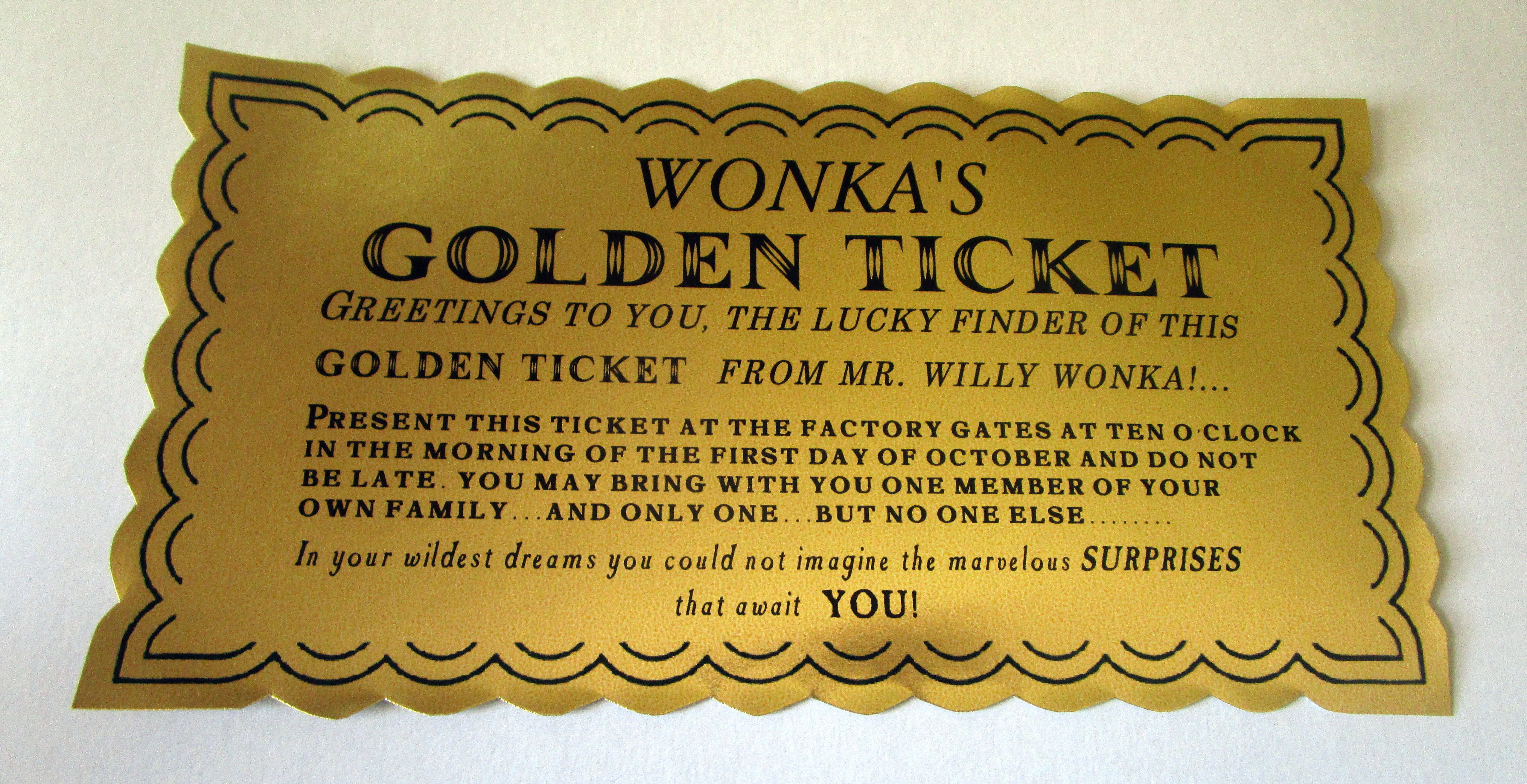 Chocolate Factory Bar and Golden Ticket Replica Set modern