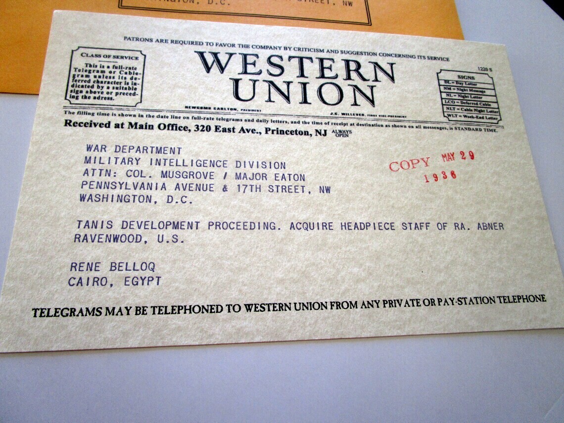 Old Time Telegram (or Indy Replica)