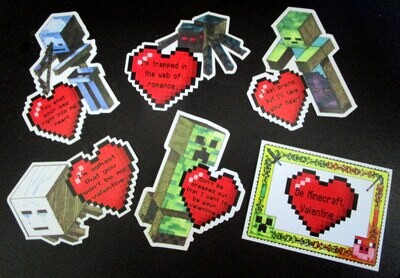Valentines (set of 6) Building Block Video Game