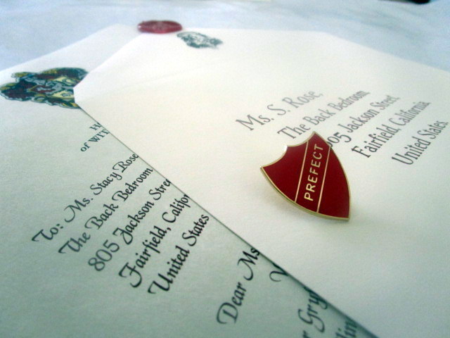 Wizarding School Prefect Letter with Pins / Badges