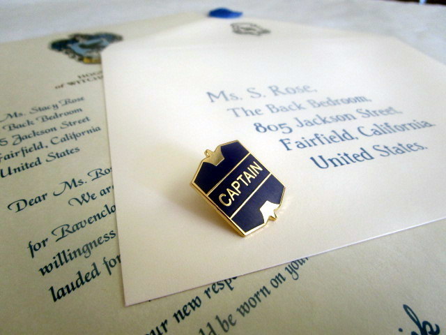 Wizarding Sports Team Captain Letter &amp; Pin Set, Color of pin: Blue
