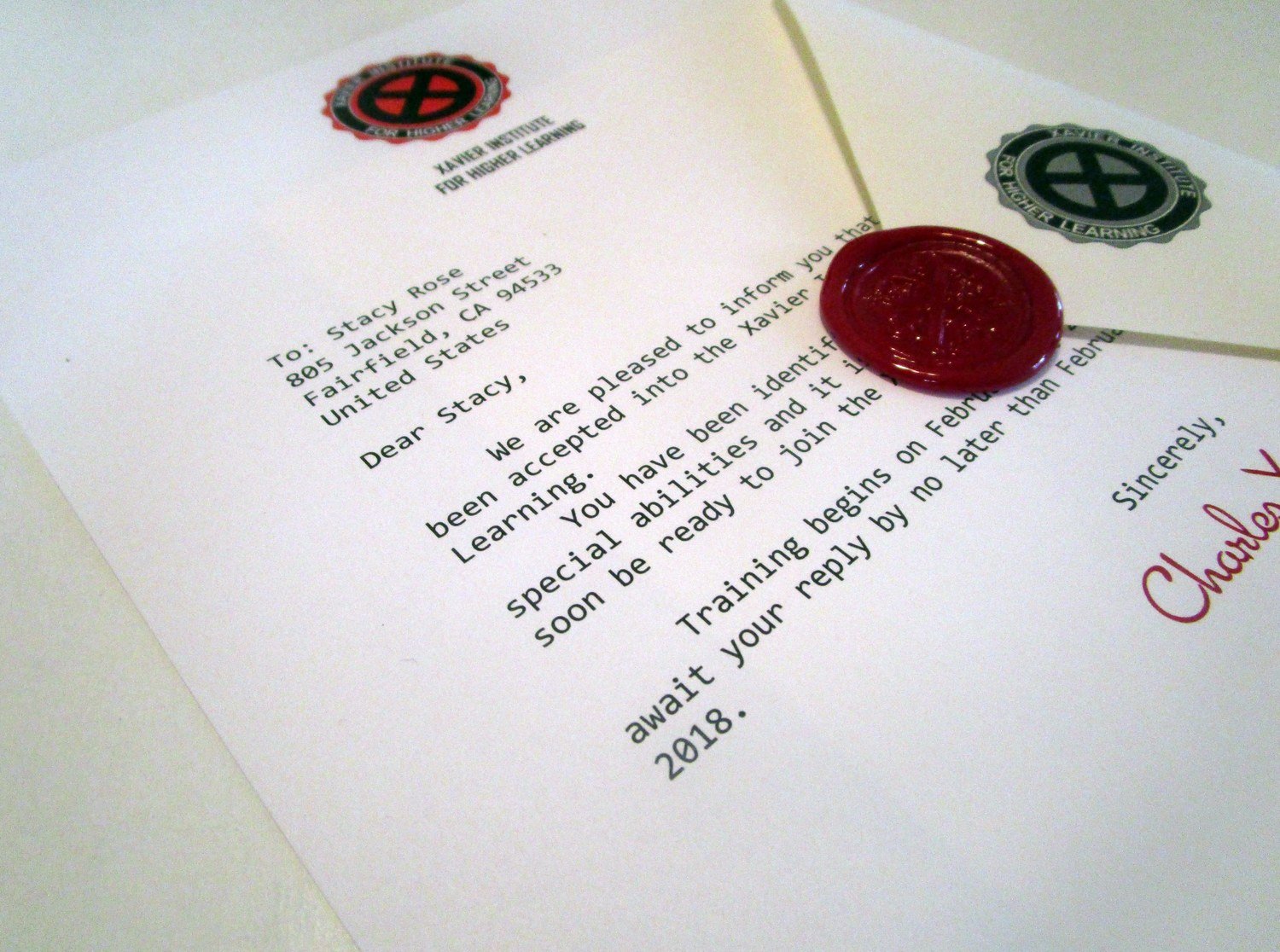 Mutant School Acceptance Letter, School: Higher Learning (red crest)
