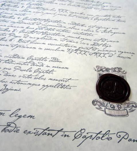 Latin Treaty with Wax Seal Replica Prop