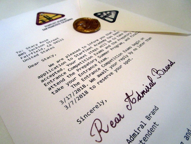 Space Armada Academy Acceptance Letter