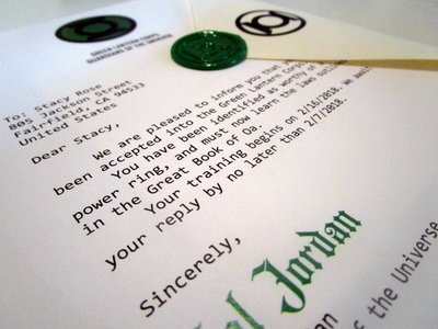 Green Superhero Corps Acceptance Letter