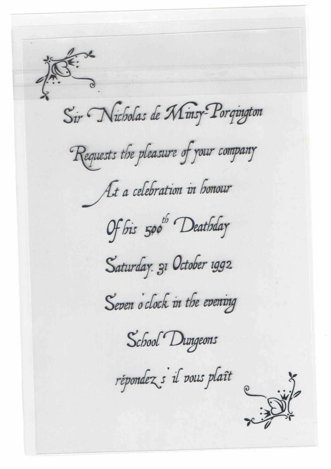 Nick&#39;s Deathday Invitation