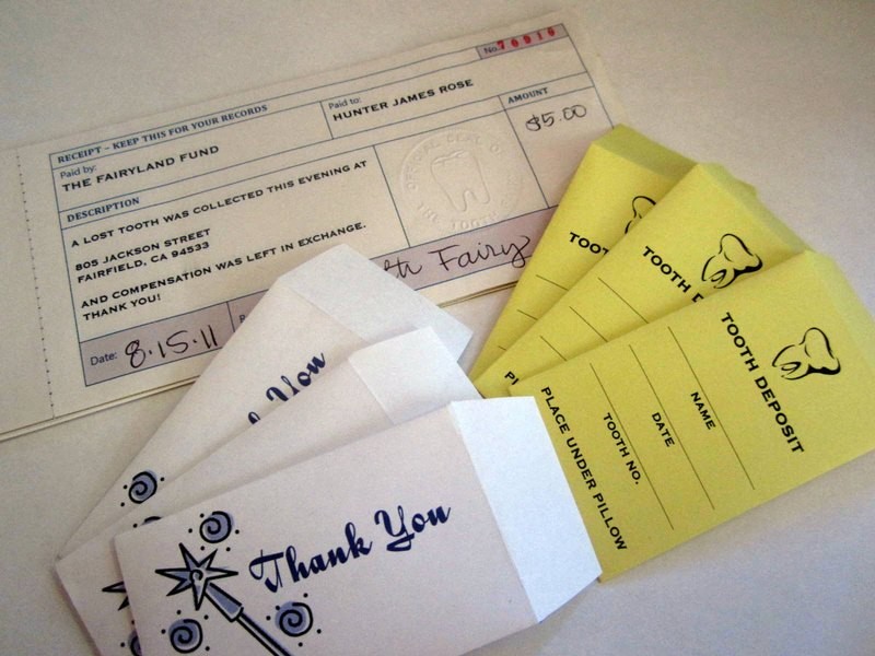 Tooth Fairy Receipts &amp; Envelopes