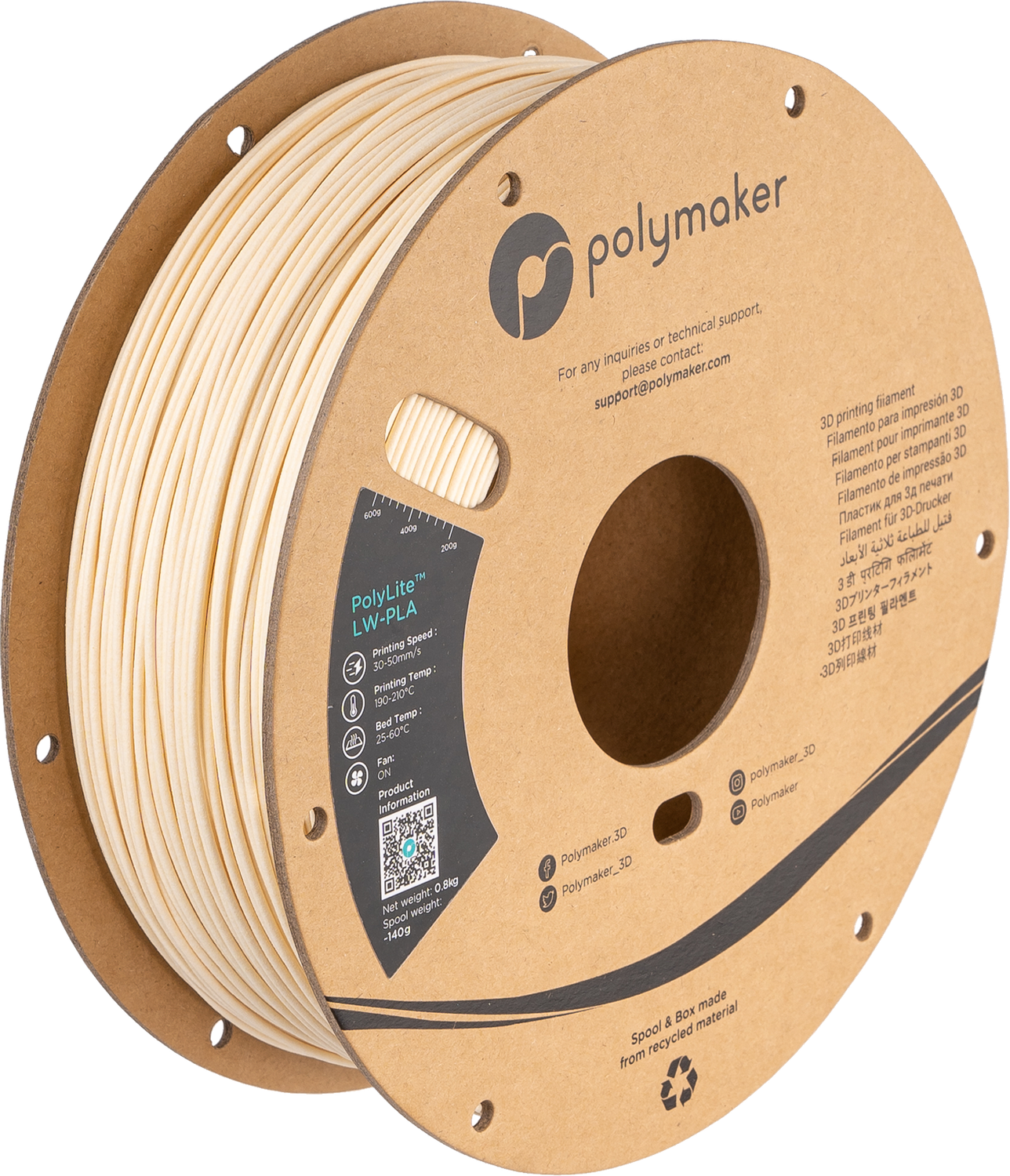 Polylite LW-PLA  White - 0,8kg - 1,75mm