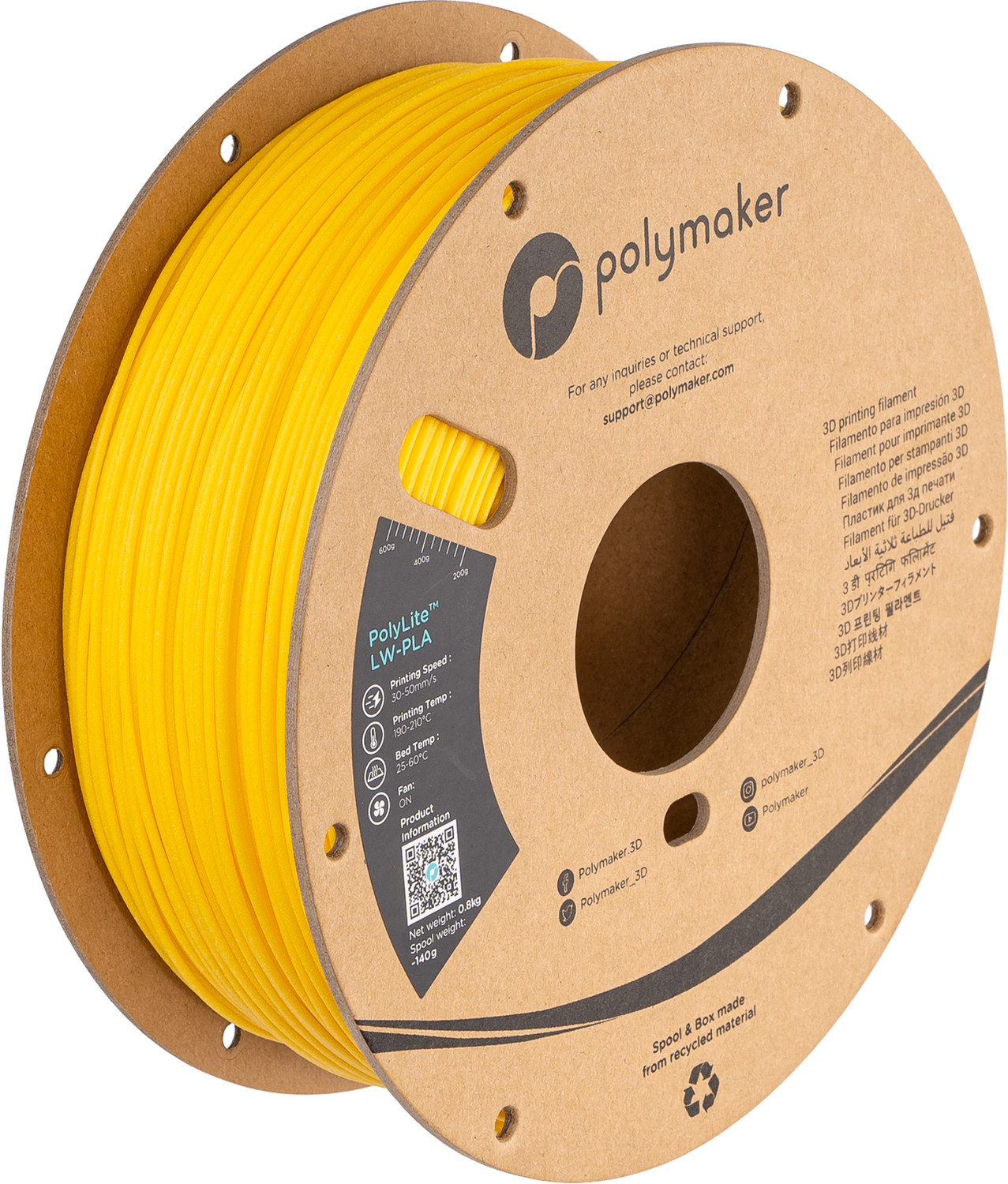 Polylite LW-PLA  Bright Yellow - 0,8kg - 1,75mm