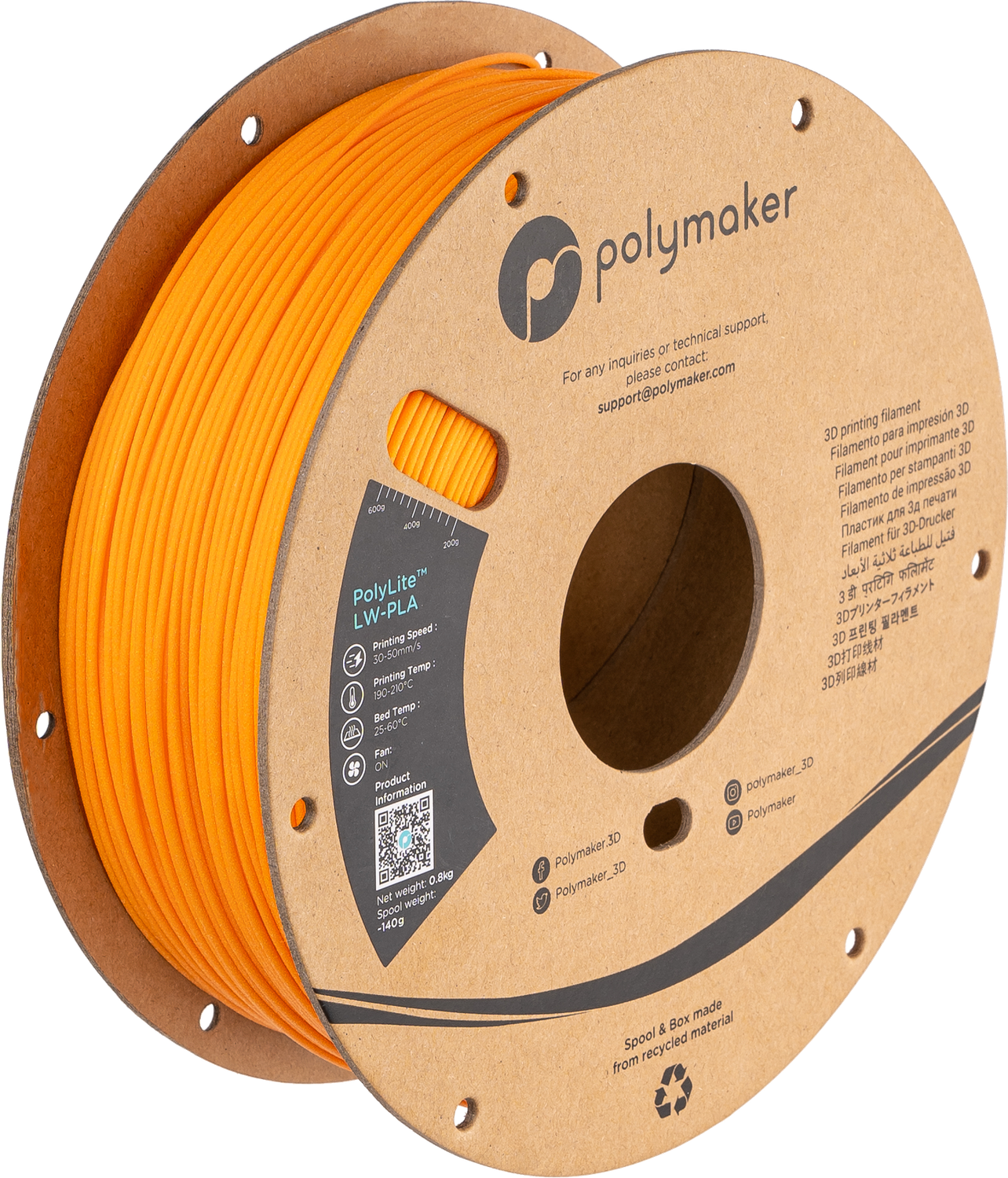 Polylite LW-PLA  Bright Orange - 0,8kg - 1,75mm