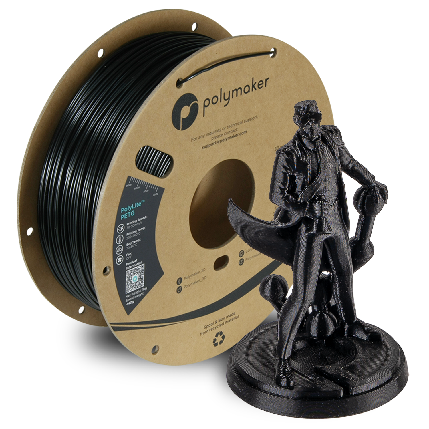 Polymaker PolyLite PETG Black 1Kg Polymaker PolyLite PETG Black 1Kg