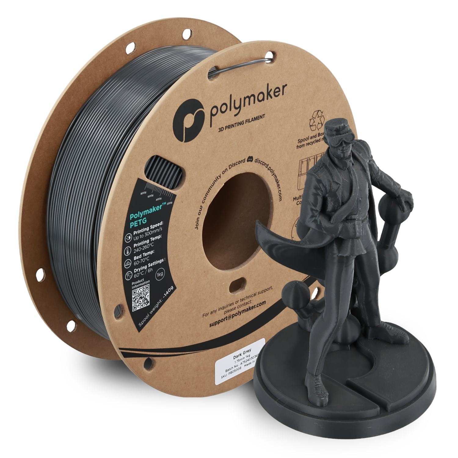 Polymaker PETG Dark Grey 1Kg Polymaker PETG Dark Grey 1Kg