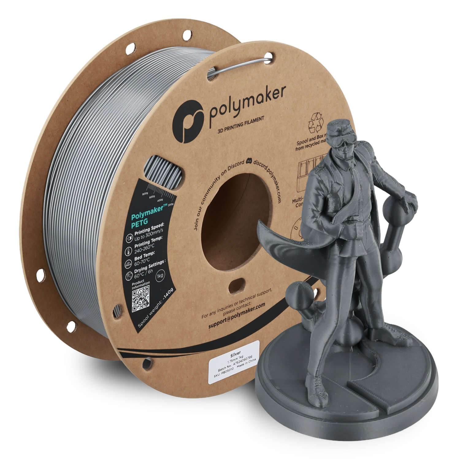 Polymaker PETG Silver 1Kg Polymaker PETG Silver 1Kg