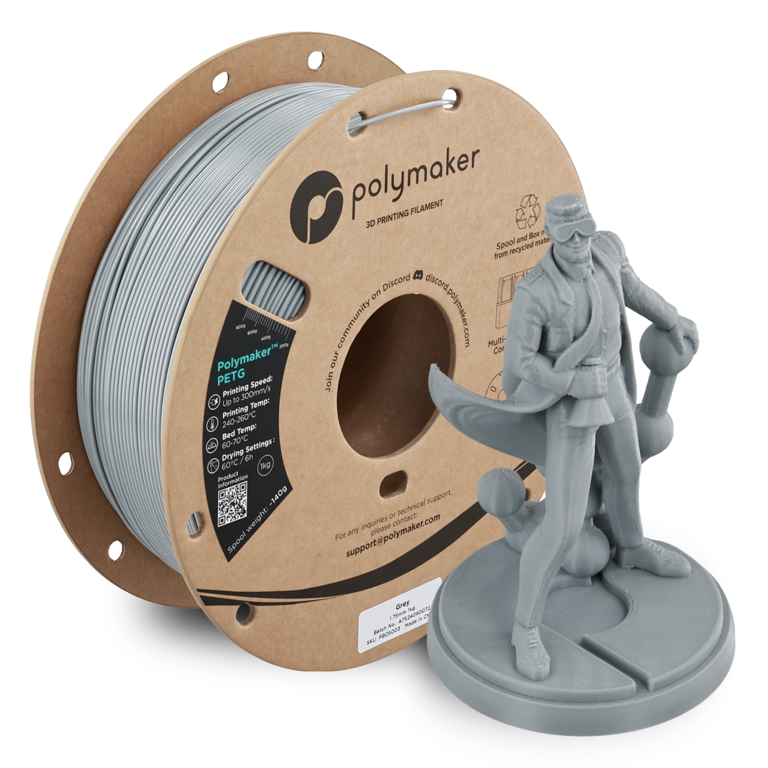 Polymaker PETG Grey 1Kg Polymaker PETG Grey 1Kg
