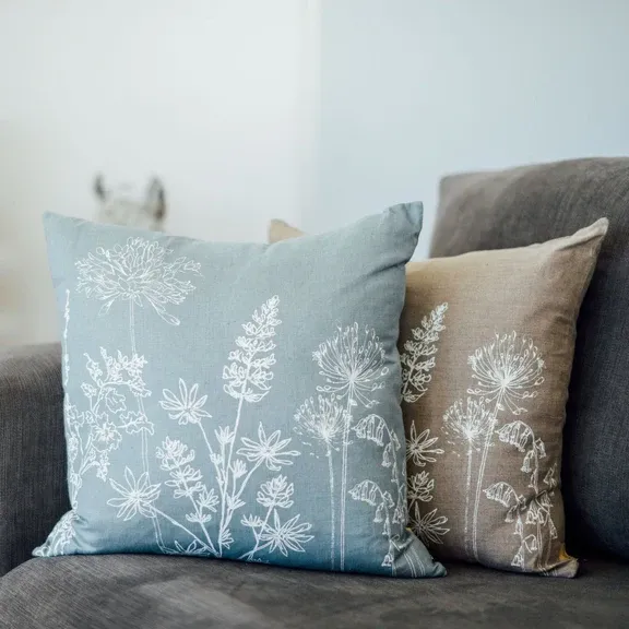 Floral Cushion Cover Duck Egg Blue