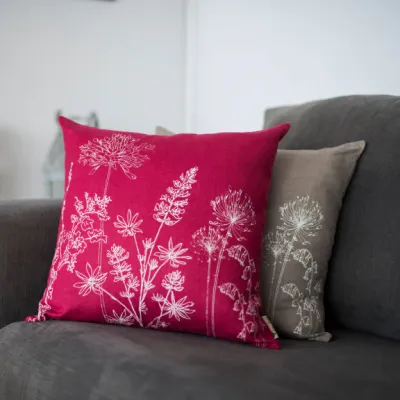 Floral Cushion Cover Raspberry
