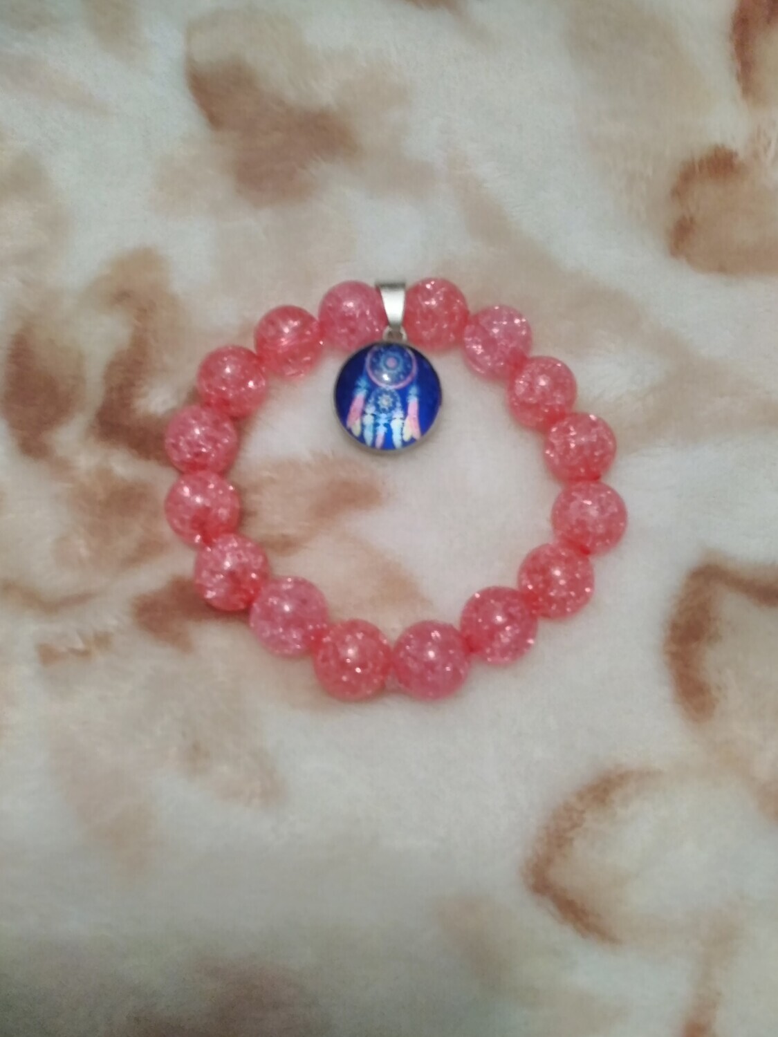 PINK BEADED DREAMCATCHER CHARM BRACELET