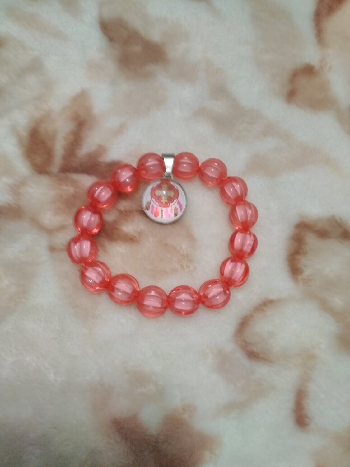 PINK BEADED DREAMCATCHER CHARM BRACELET