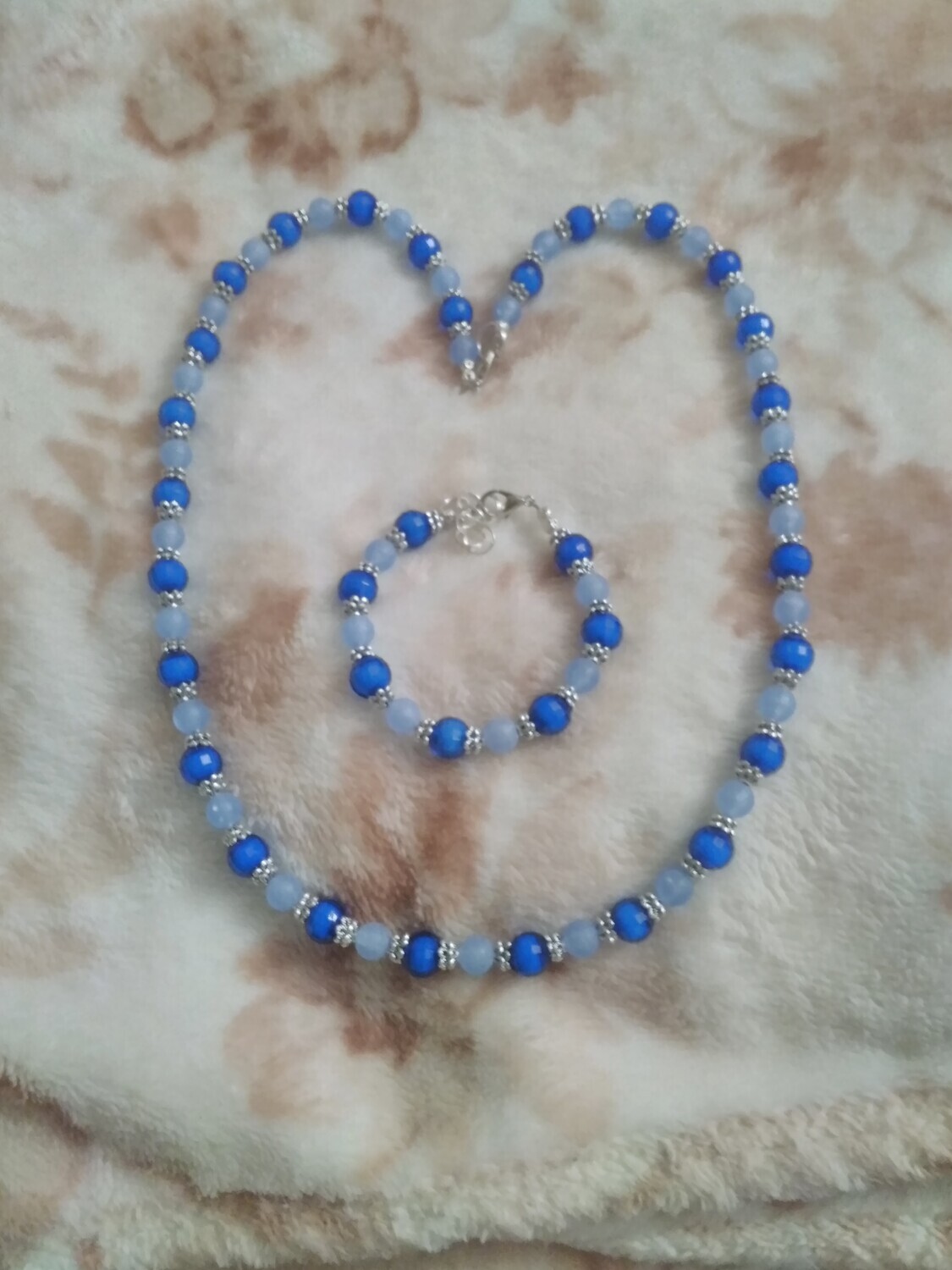 BLUE BEADED JEWELRY SET