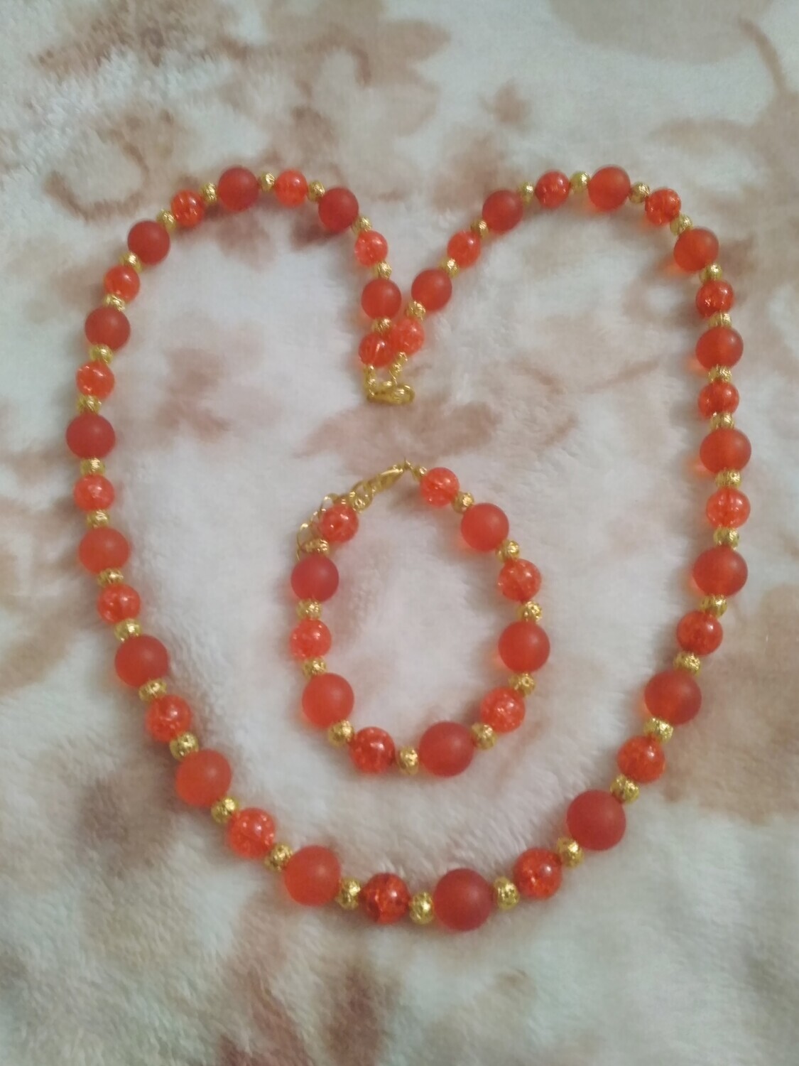 RED BEADED JEWELRY SET