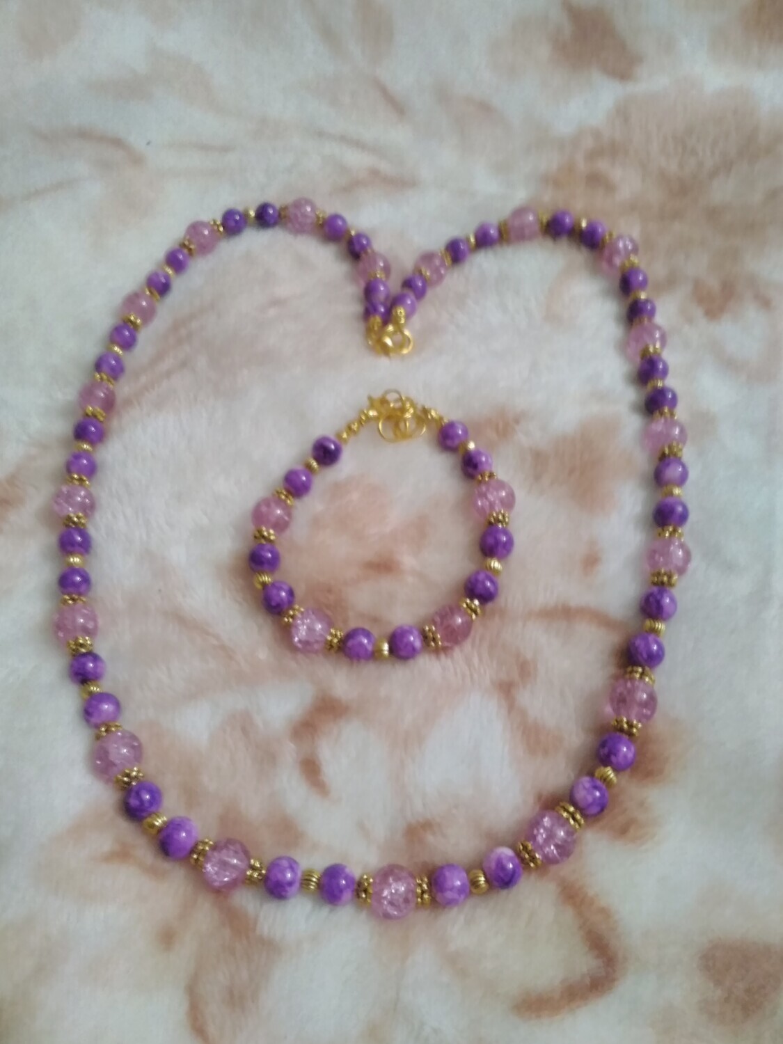 PURPLE BEADED JEWELRY SET