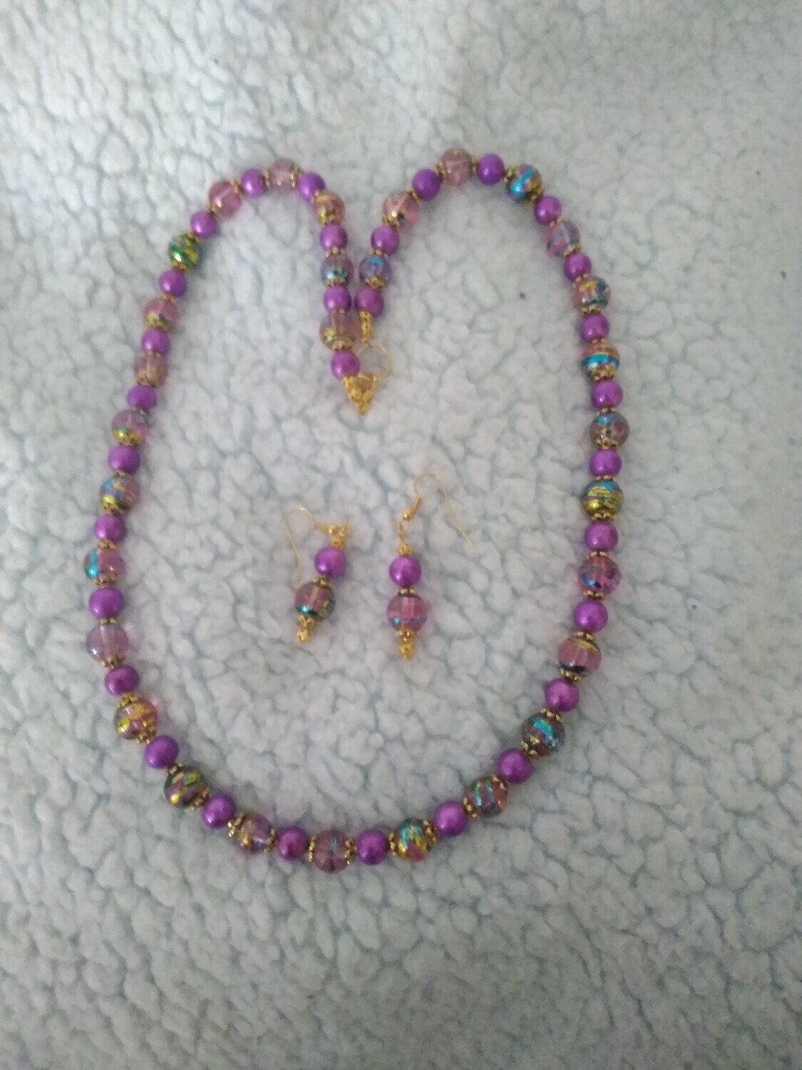Purple &amp; Turquoise Beaded Jewelry Set