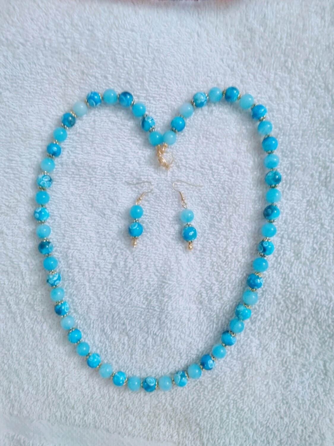 Turquoise &amp; White Beaded Jewelry Set
