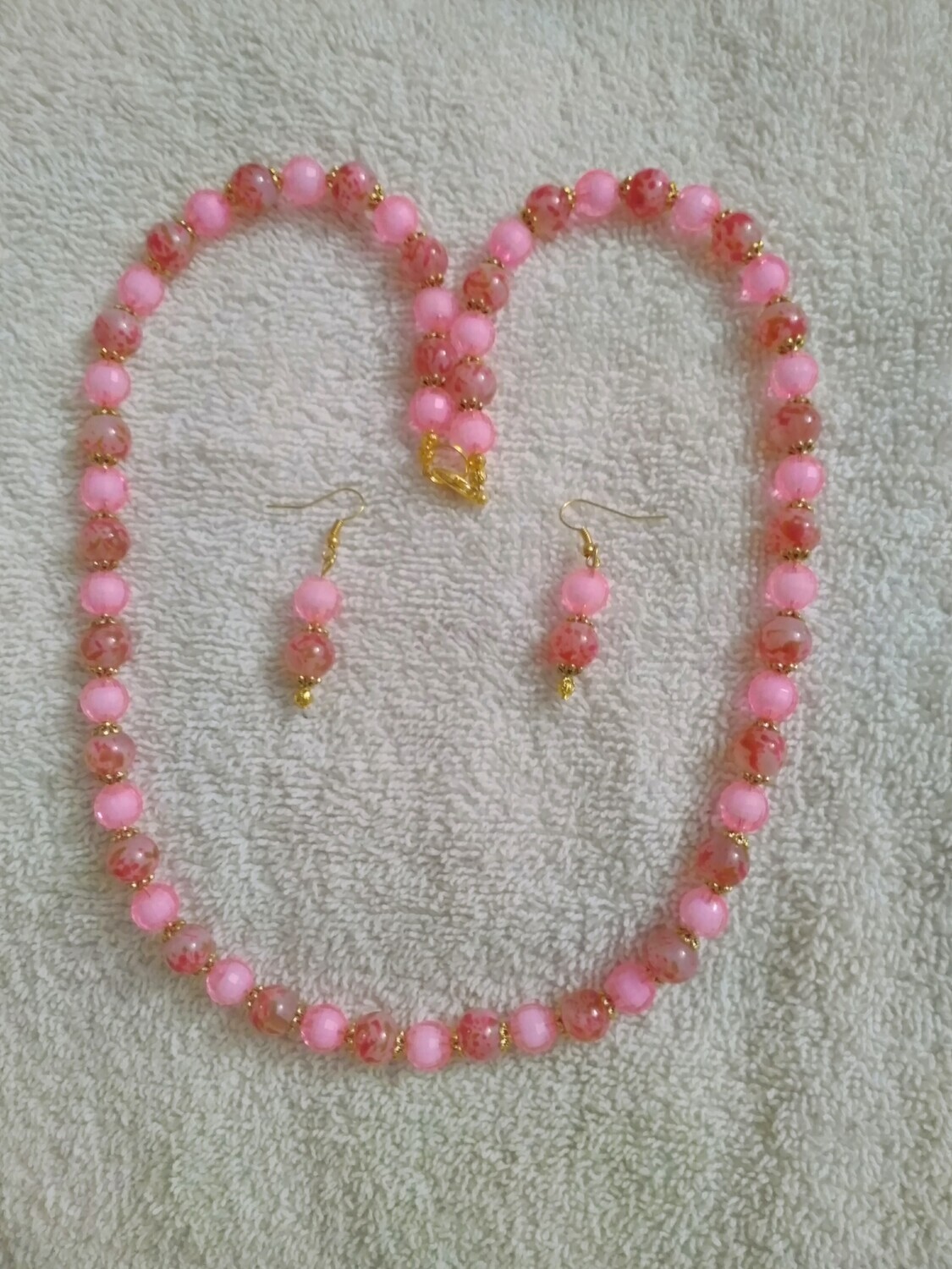 Pink Beaded Jewelry Set