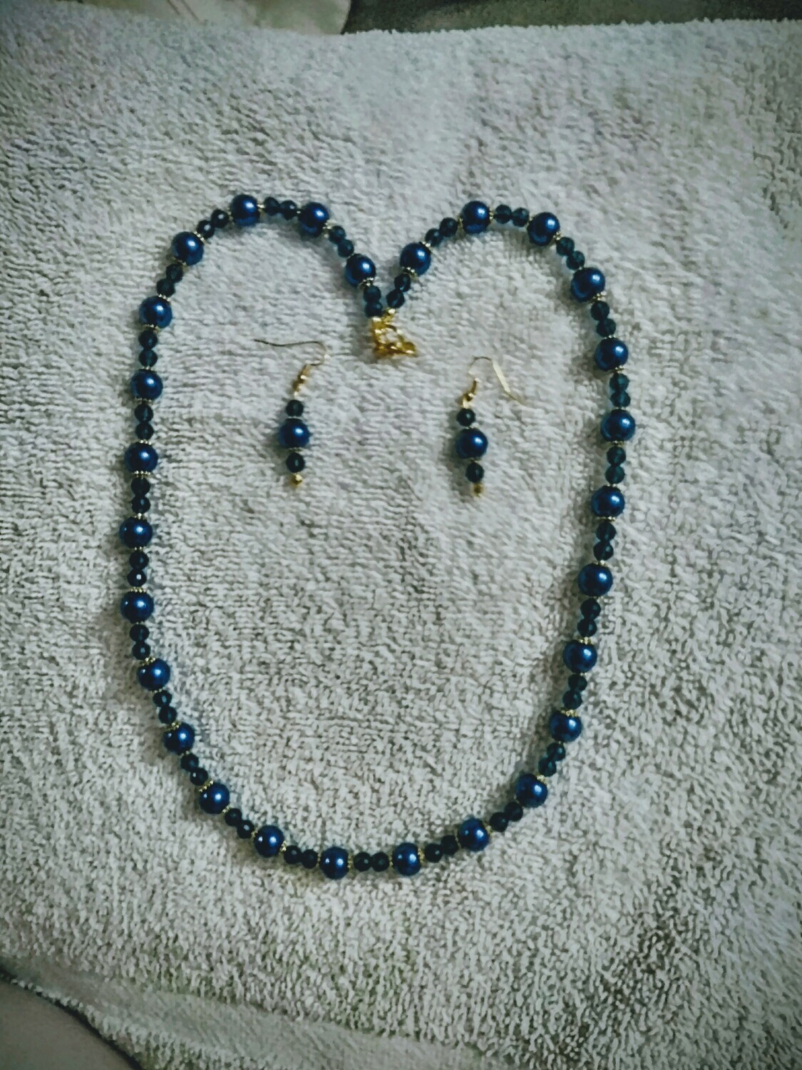 Cobalt Blue Beaded Jewelry Set