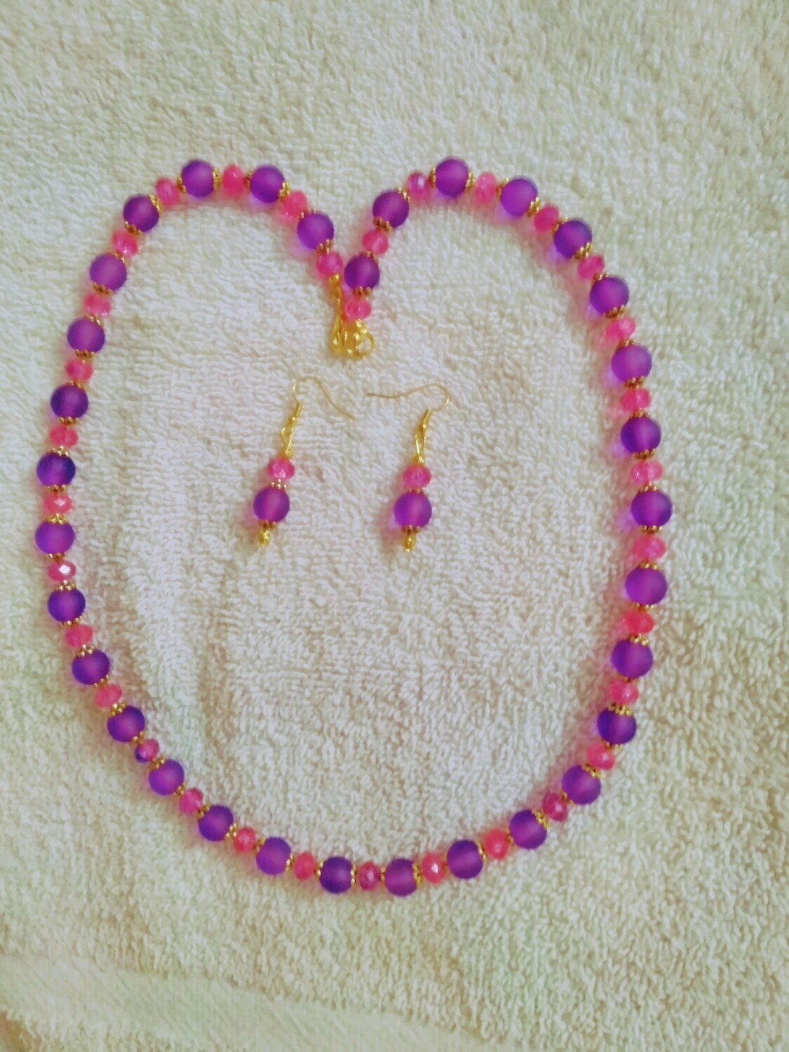 Purple &amp; Pink Beaded Jewelry Set