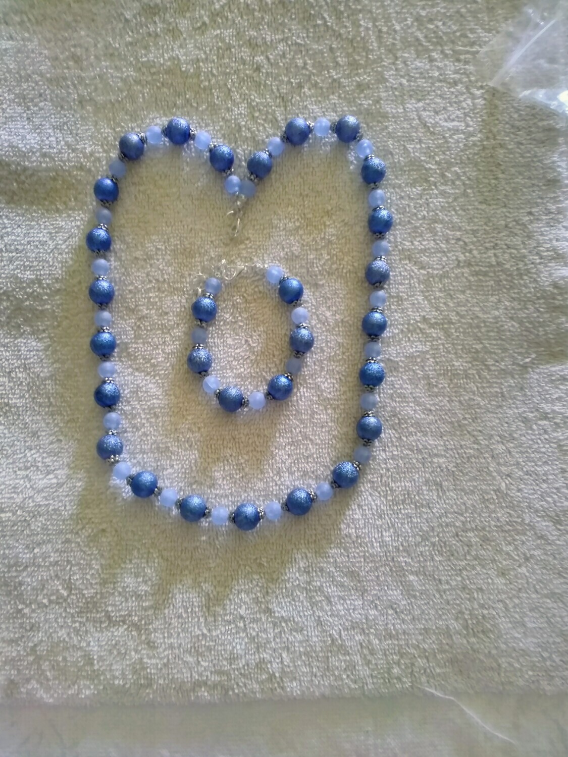BLUE BEADED JEWELRY SET