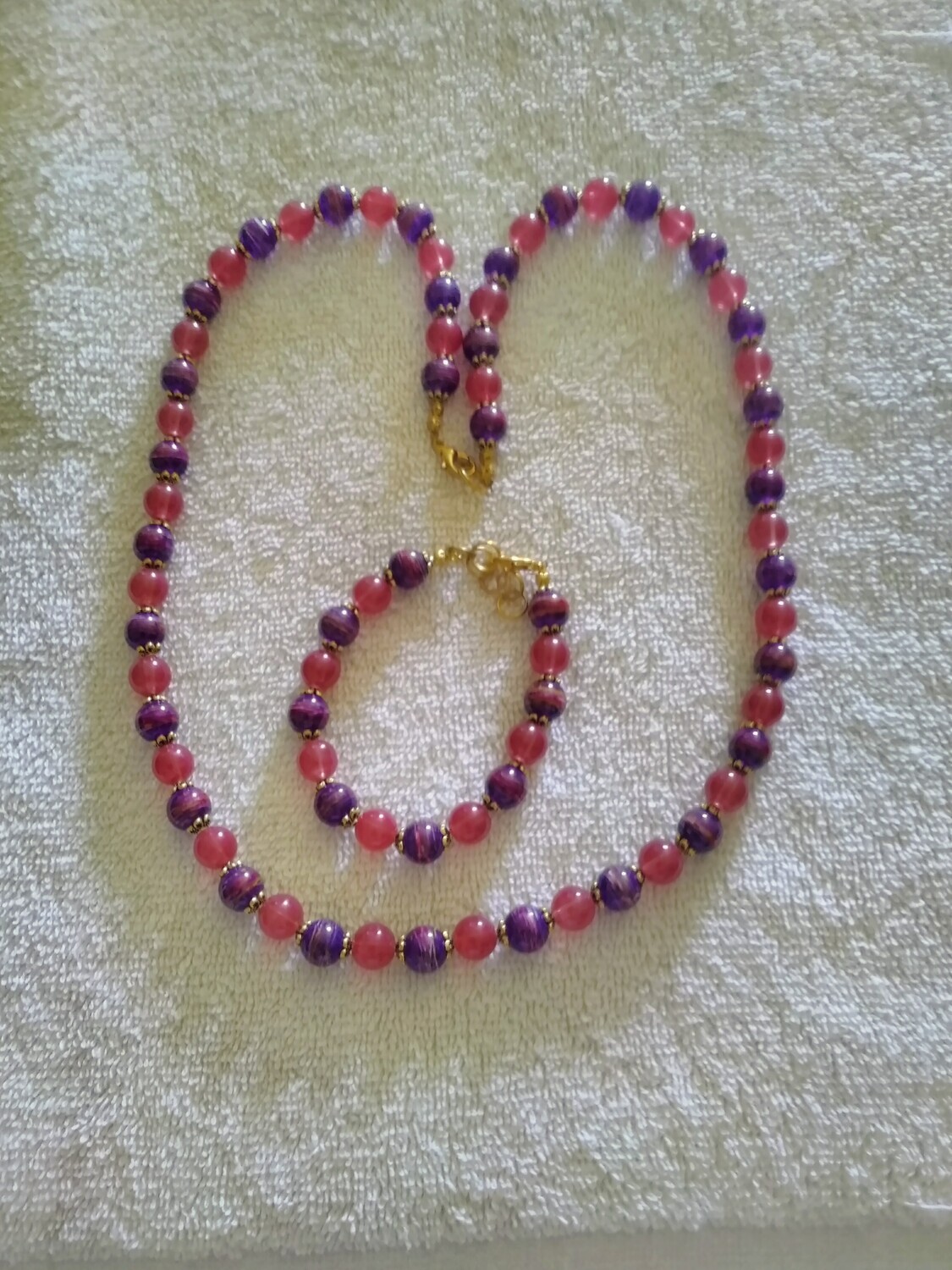 RED &amp; PURPLE BEADED JEWELRY SET
