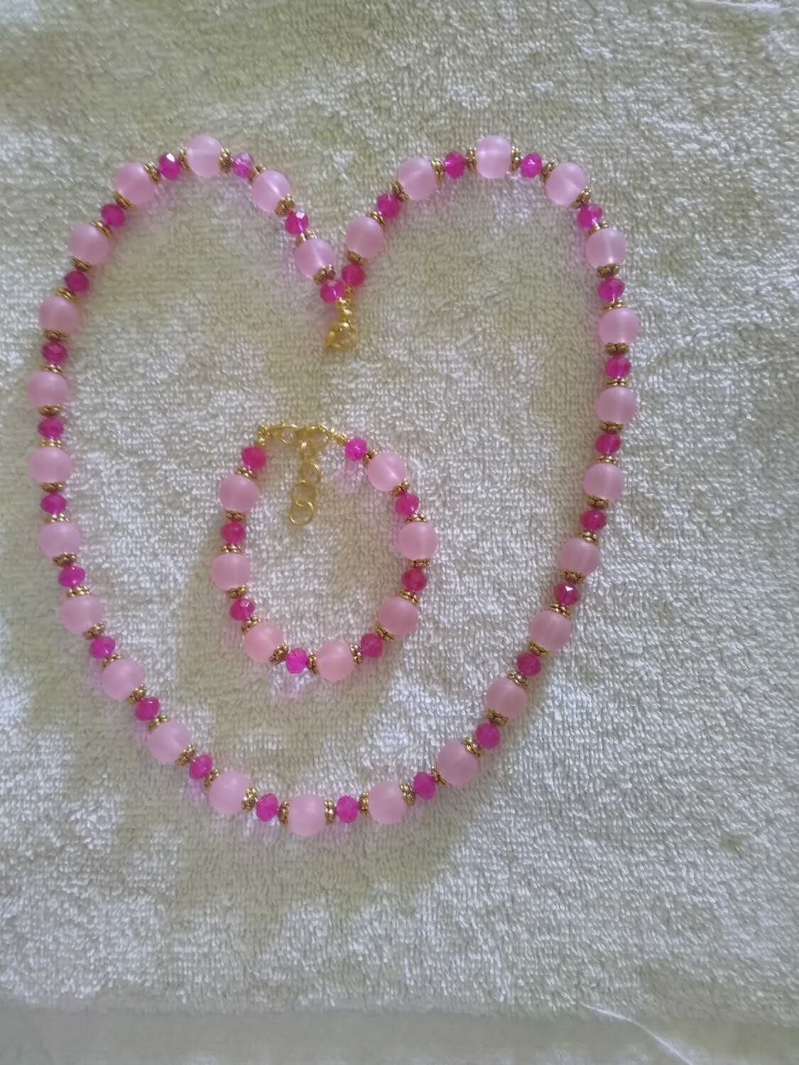 PINK BEADED JEWELRY SET