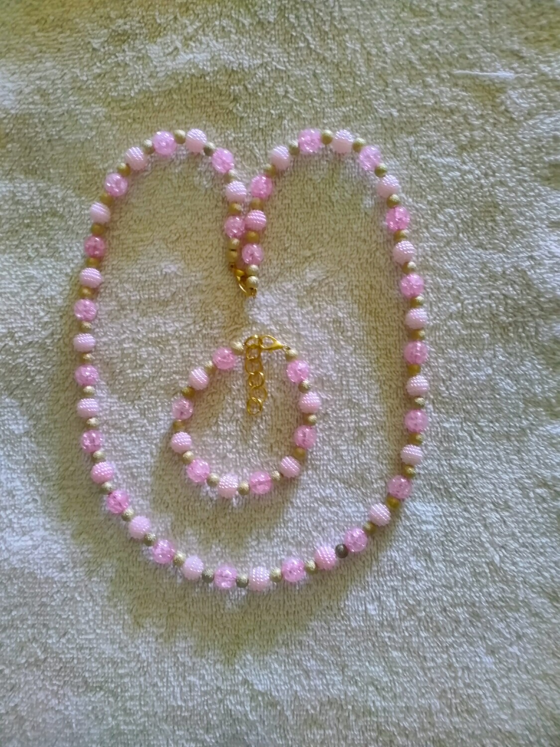 PINK BEADED JEWELRY SET