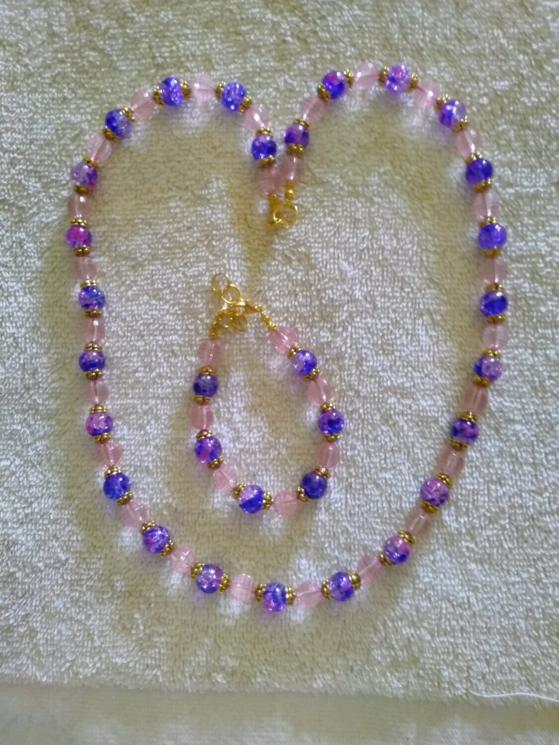 PINK &amp; BLUE BEADED JEWELRY SET