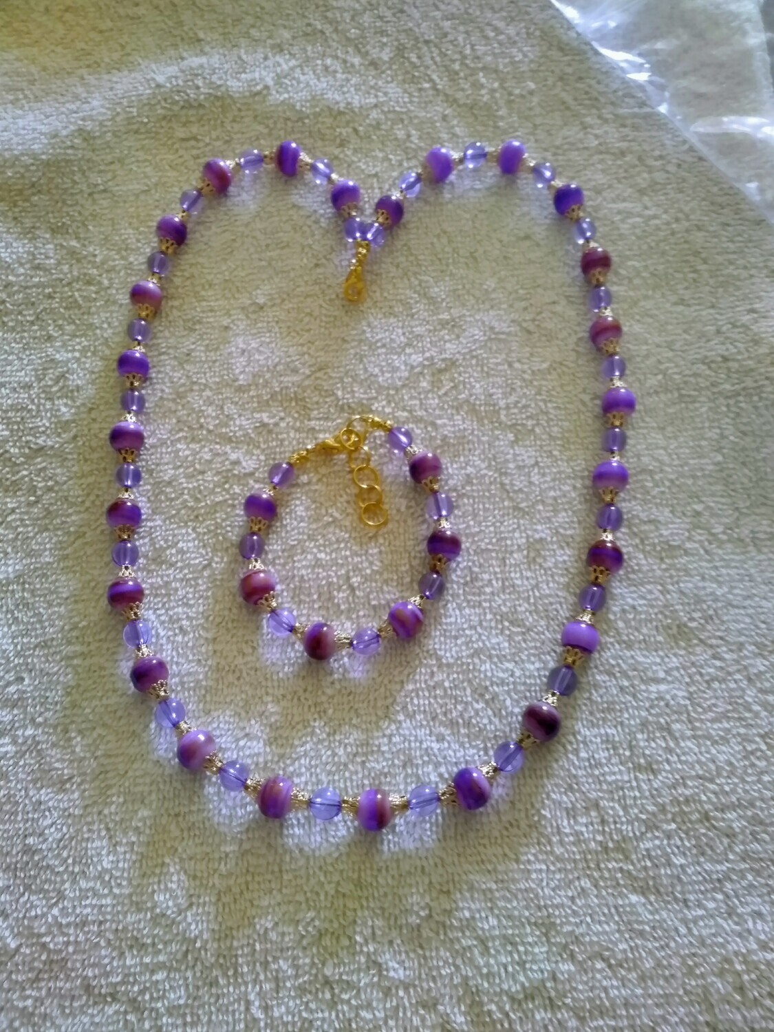 PURPLE BEADED JEWELRY SET