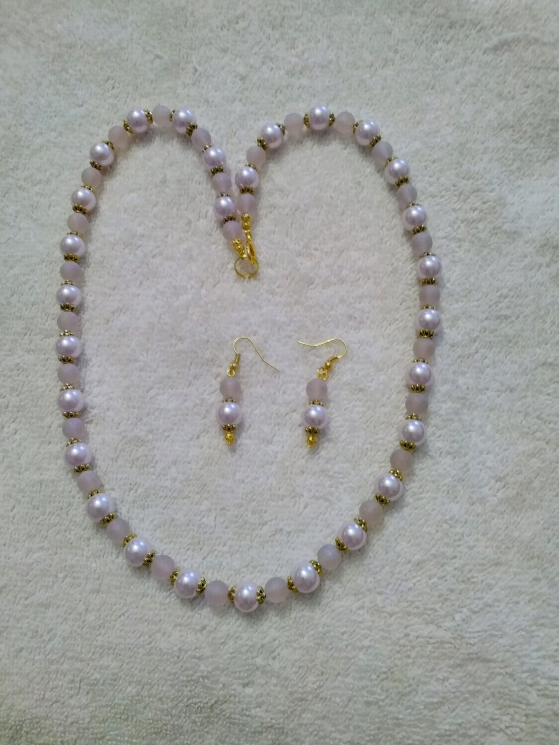 PALE PINK BEADED JEWELRY SET
