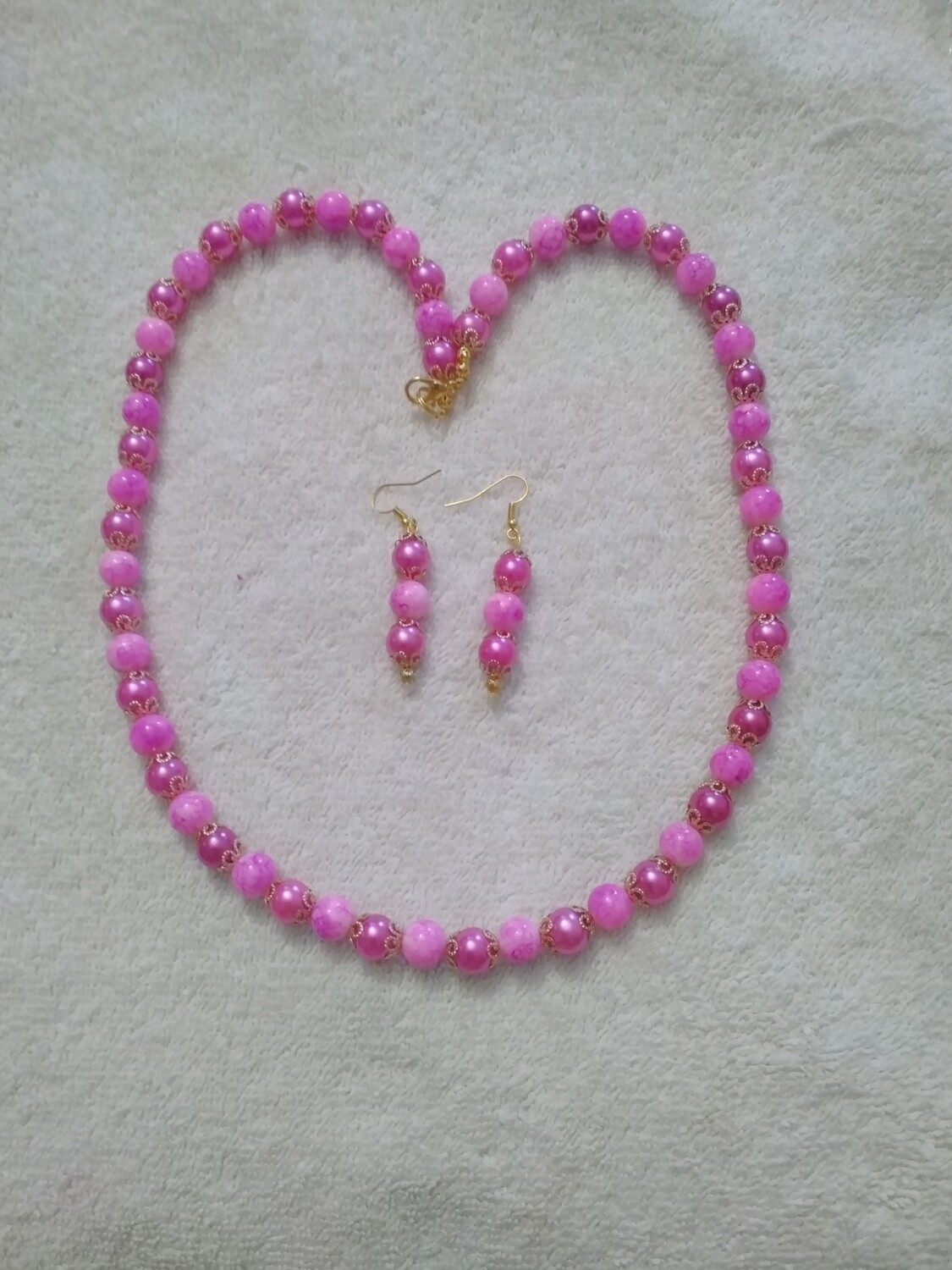 PINK BEADED JEWELRY SET