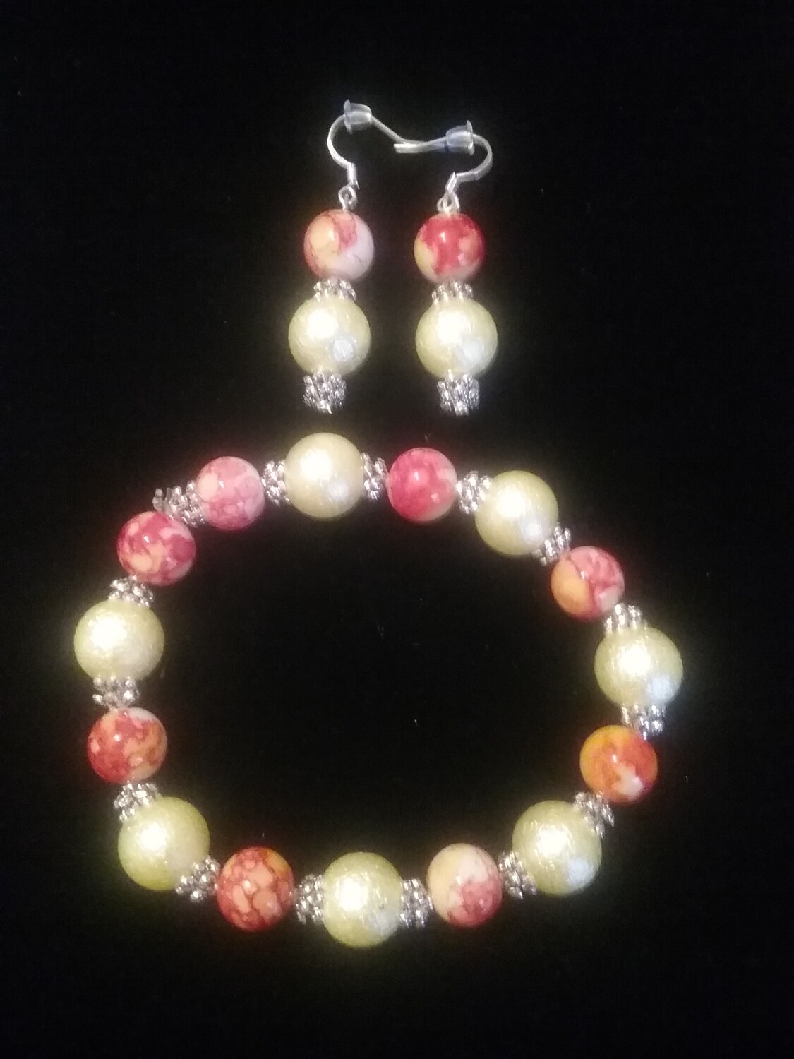 YELLOW &amp; RED BEADED JEWELRY SET
