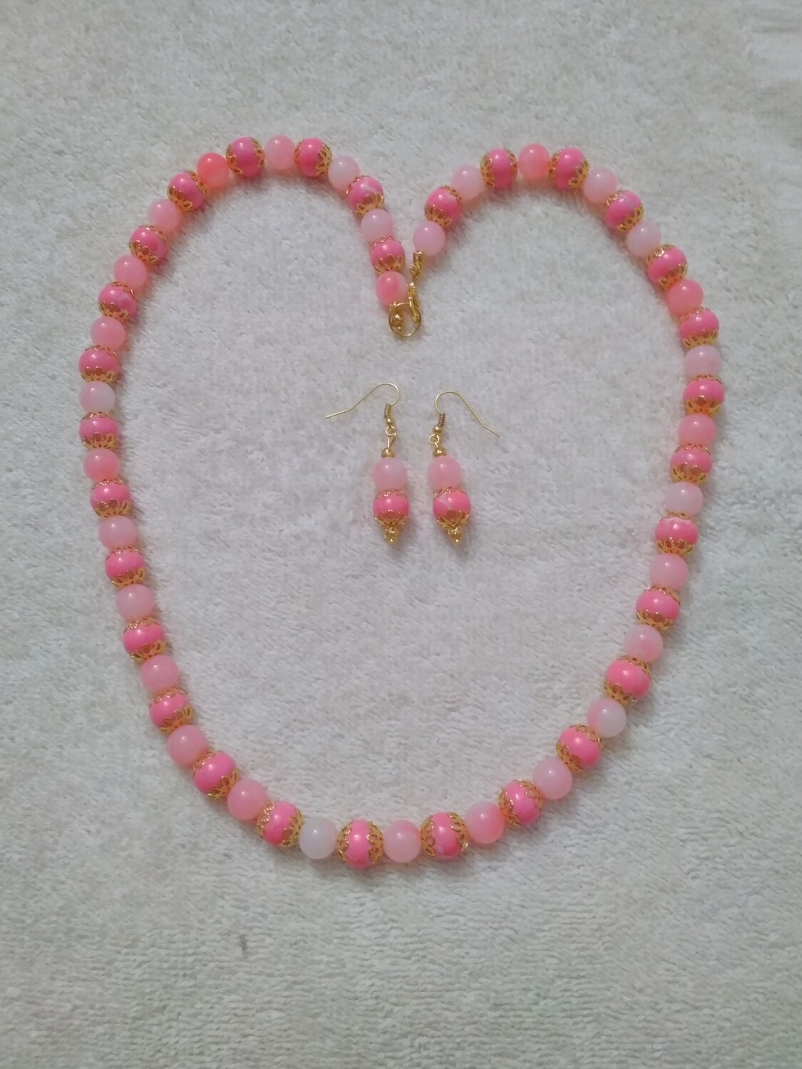 PINK BEADED JEWELRY SET