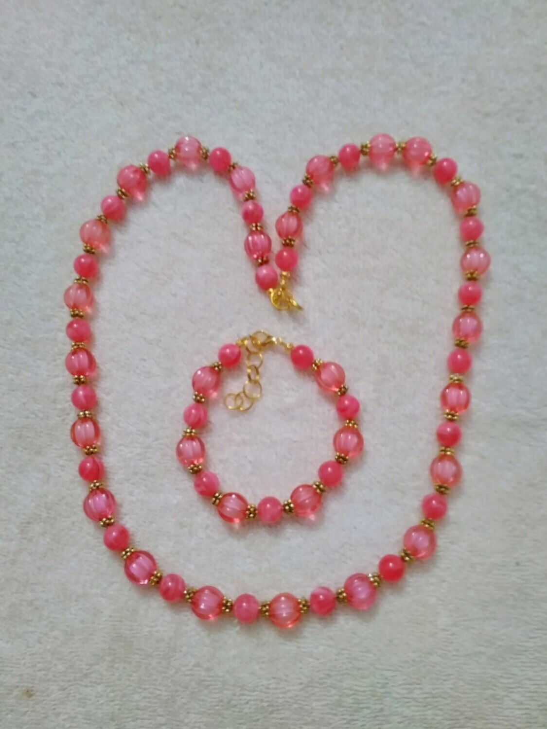 PINK BEADED JEWELRY SET