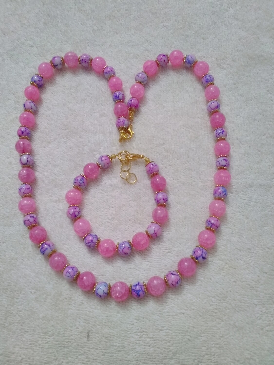 PINK &amp; BLUE BEADED JEWELRY SET