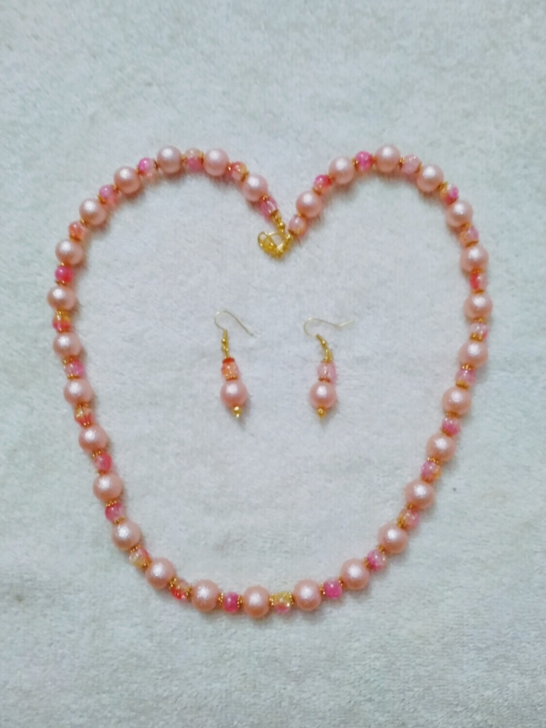 PINK &amp; PEACH BEADED JEWELRY SET