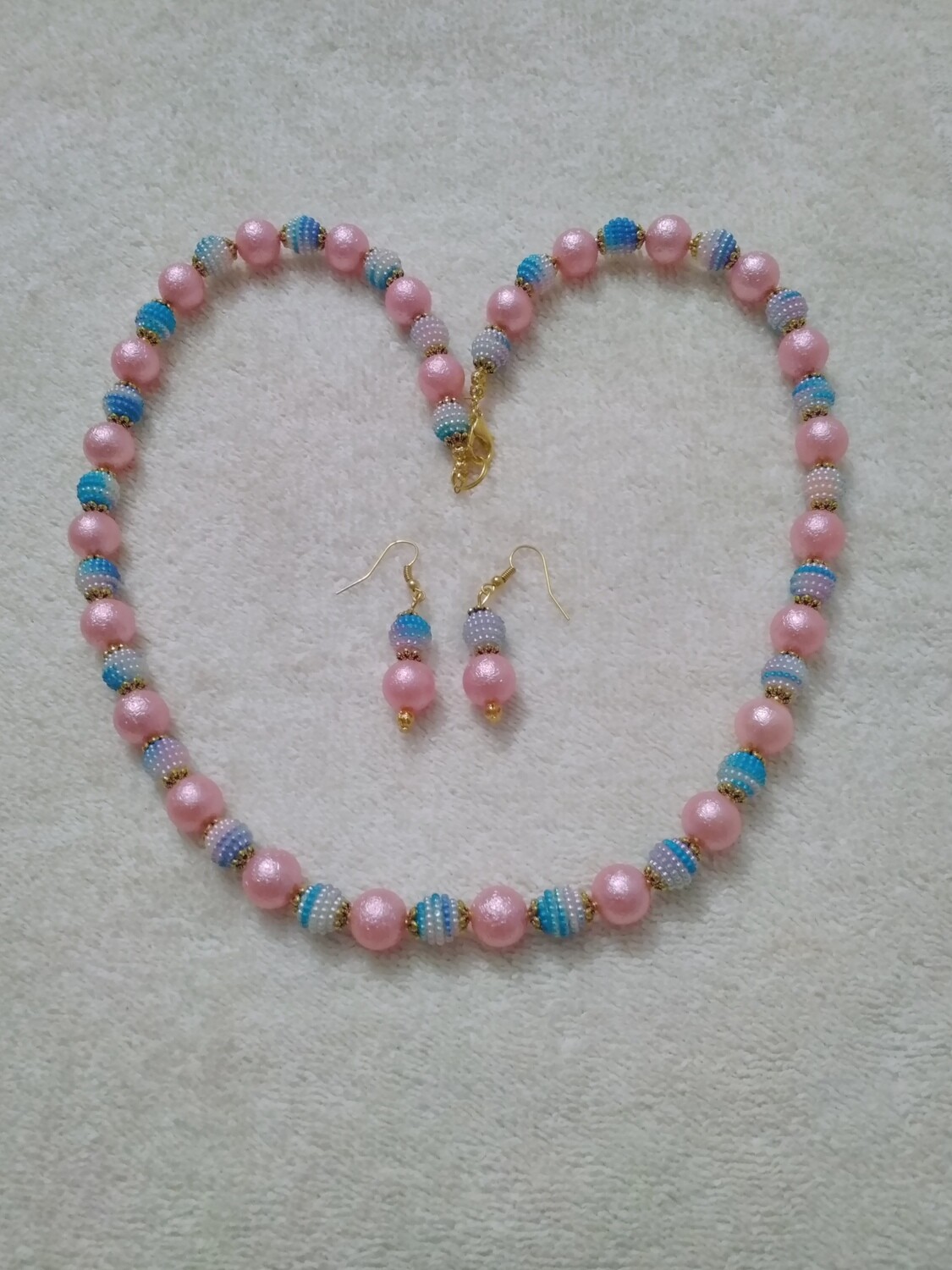 PINK &amp; TURQUOISE BEADED JEWELRY SET