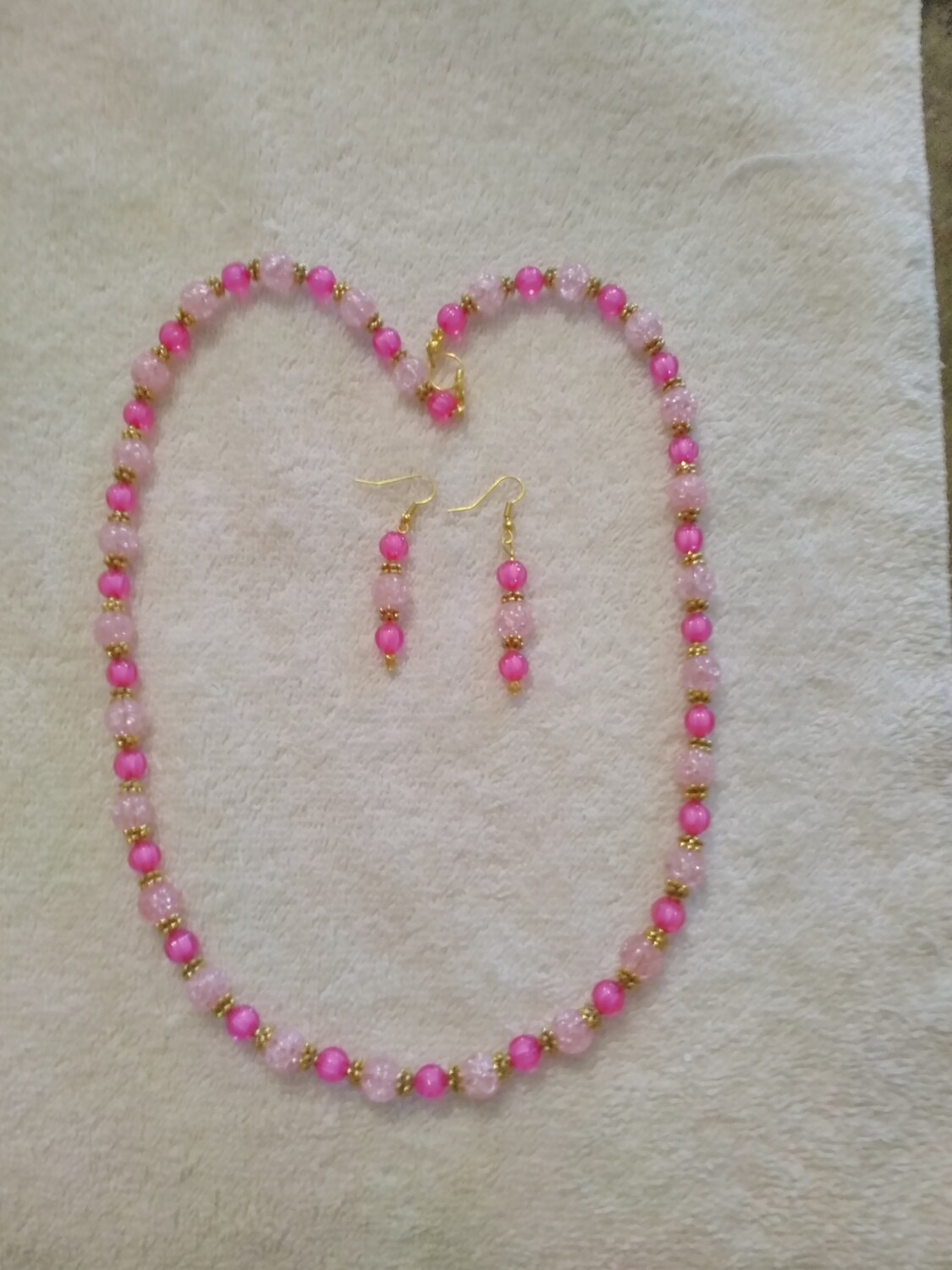 Pink Beaded Jewelry Set