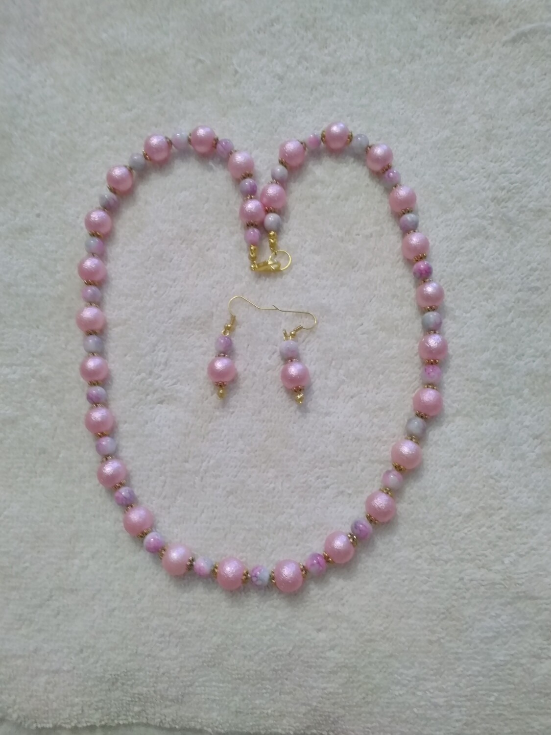 Pink Beaded Jewelry Set