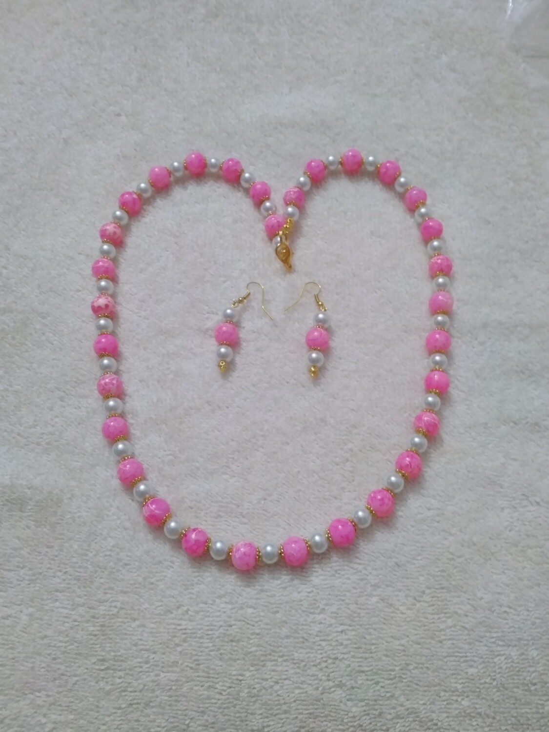 Pink &amp; White Beaded Set