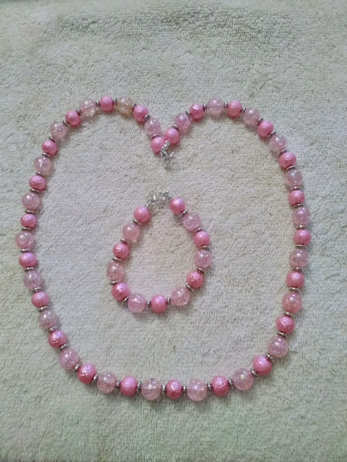 Pink Beaded Jewelry Set